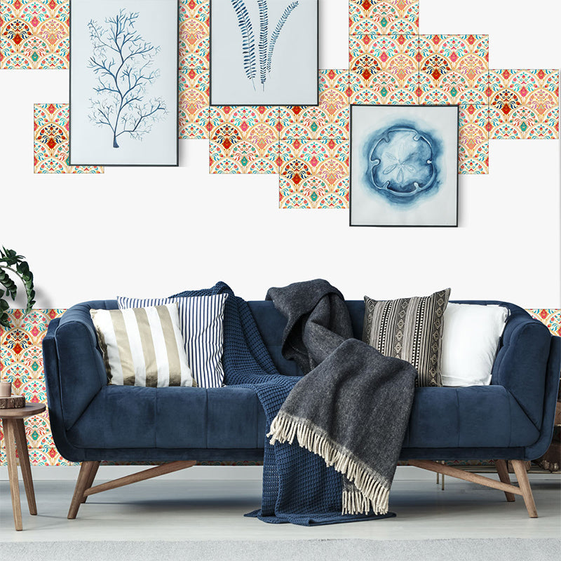 Orange Semicircle Floral Tile Wallpapers Orange Peel and Paste Wall Decor for Home Clearhalo 'Wall Decor' 'Wallpaper' 1618090