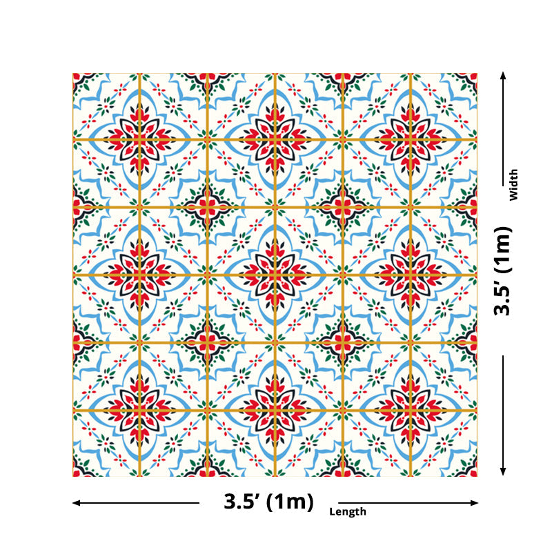 Quatrefoil Floral Print Wallpapers Bohemian Stick On Restroom Wall Covering, 3.5' x 3.5" Clearhalo 'Wall Decor' 'Wallpaper' 1618201