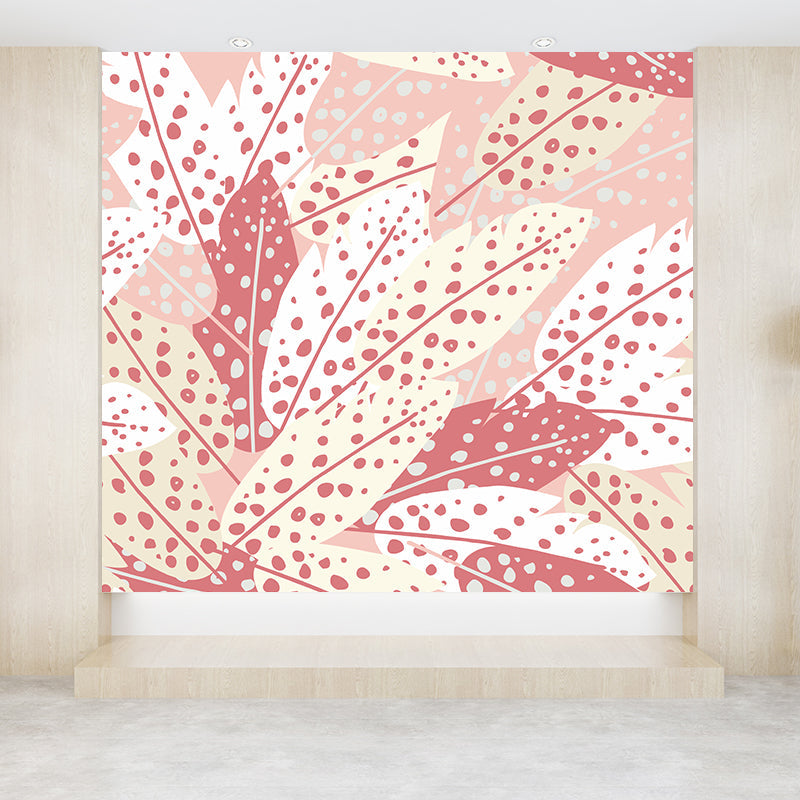 Feather Wall Mural Modern Decorative Living Room Wall Covering, Custom Size Available Pink Clearhalo 'Wall Decor' 'Wall Mural' 1618242