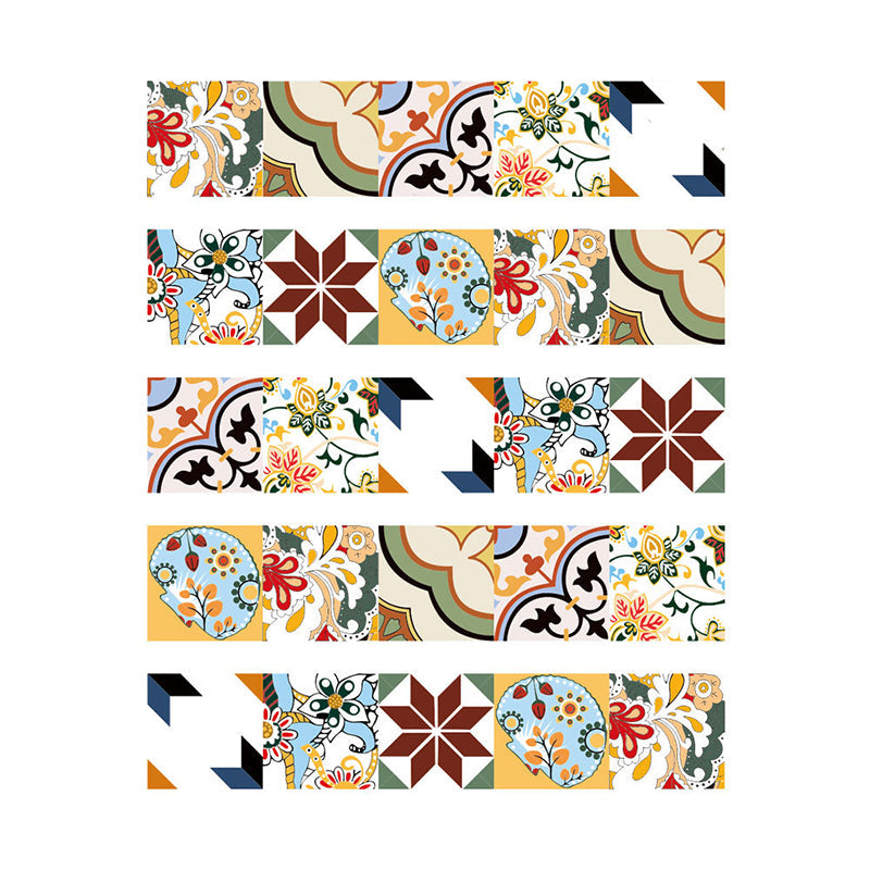 Bohemian Style Flower Wallpaper Panel for Kitchen 3.5' x 8" Peel off Wall Covering in Brown Clearhalo 'Wall Decor' 'Wallpaper' 1618355