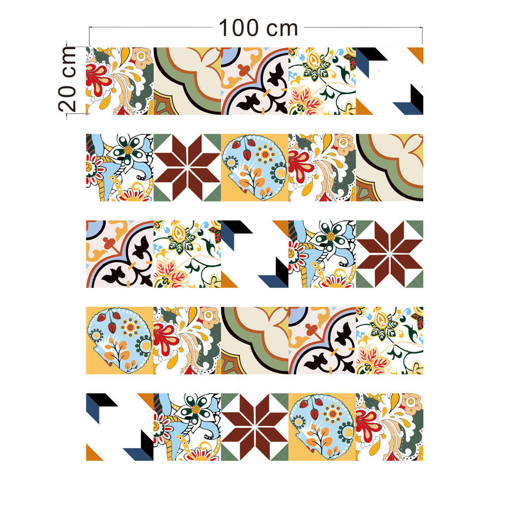 Bohemian Style Flower Wallpaper Panel for Kitchen 3.5' x 8" Peel off Wall Covering in Brown Clearhalo 'Wall Decor' 'Wallpaper' 1618356
