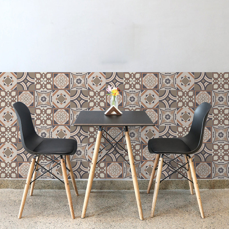 Brown Boho Peel Wallpaper Panels 3.5' x 8" Harlequin Pattern Wall Covering for Accent Wall Clearhalo 'Wall Decor' 'Wallpaper' 1618377