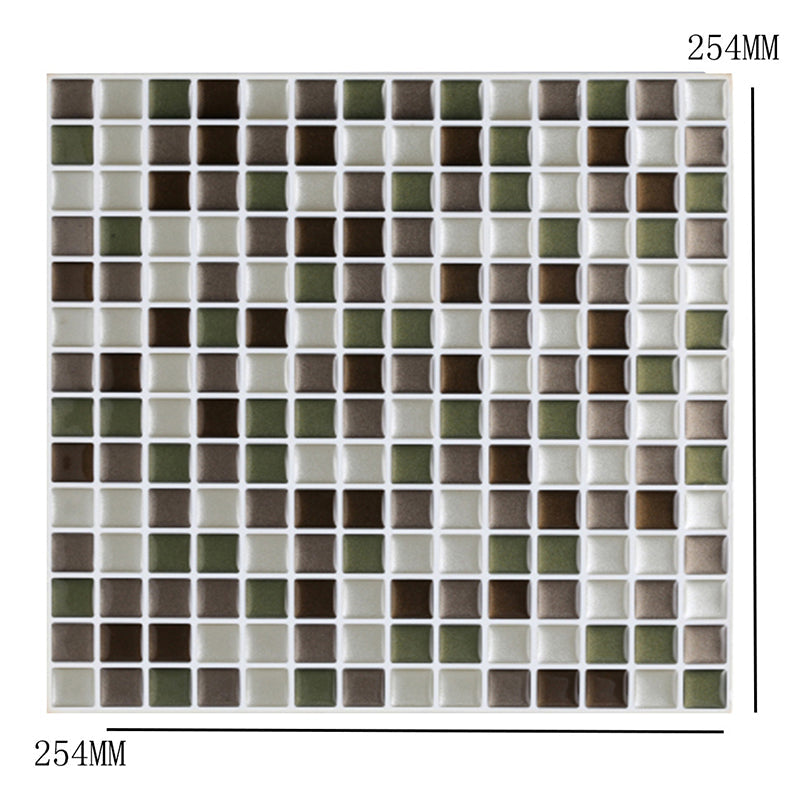 Mosaic Tiles Wallpaper Panel Set Grey PVC Wall Art, Peel and Paste, 9.8' L x 9.8" W Clearhalo 'Wall Decor' 'Wallpaper' 1618539