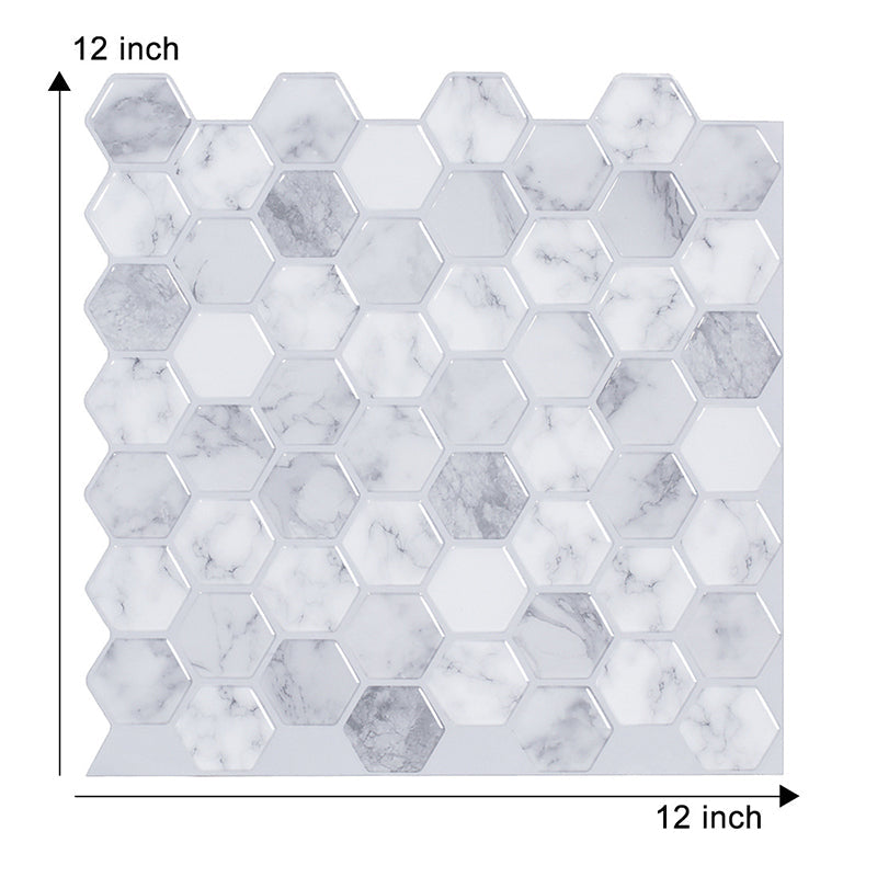 Modern Marble Wallpaper Panels Grey and White Honeycomb Pattern Wall Art, Stick On Clearhalo 'Modern wall decor' 'Modern' 'Wallpaper' Wall Decor' 1618544