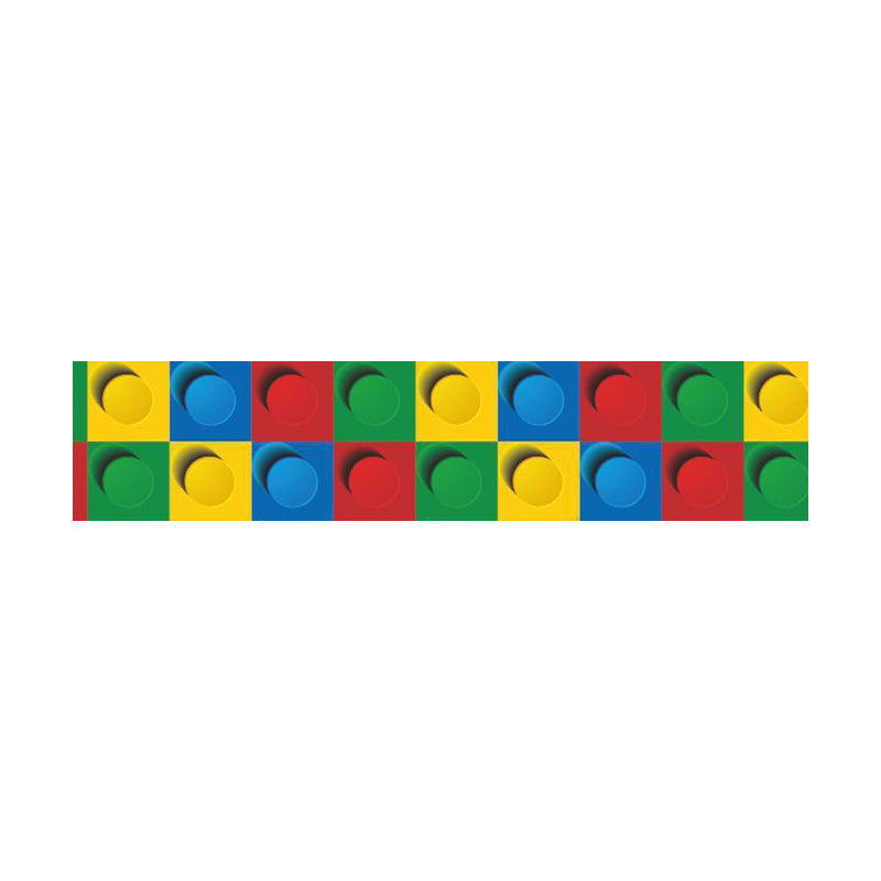 PVC Self-Stick Wallpaper Border Kids Style Building Blocks Wall Covering for Baby Room Clearhalo 'Wall Decor' 'Wallpaper' 1618697