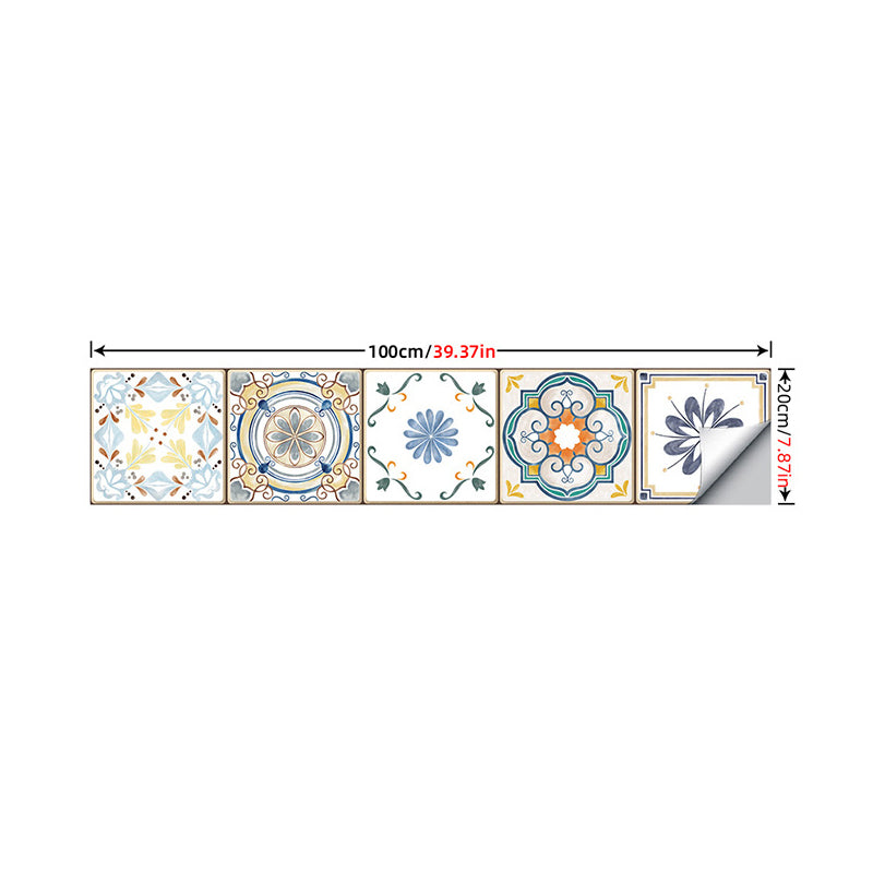 Bohemian Wallpaper Panels Brown Flowers Peel and Paste Wall Decor, 3.5' L x 8" W Clearhalo 'Wall Decor' 'Wallpaper' 1618702