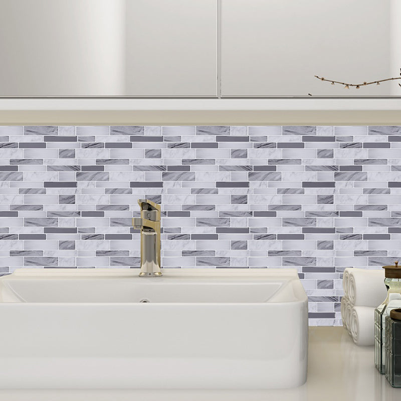 Country Mosaic Tile Stick Wallpapers Grey Brick Look Wall Art for Kitchen Backsplash Grey Clearhalo 'Country wall decor' 'Rustic' 'Wallpaper' Wall Decor' 1618718