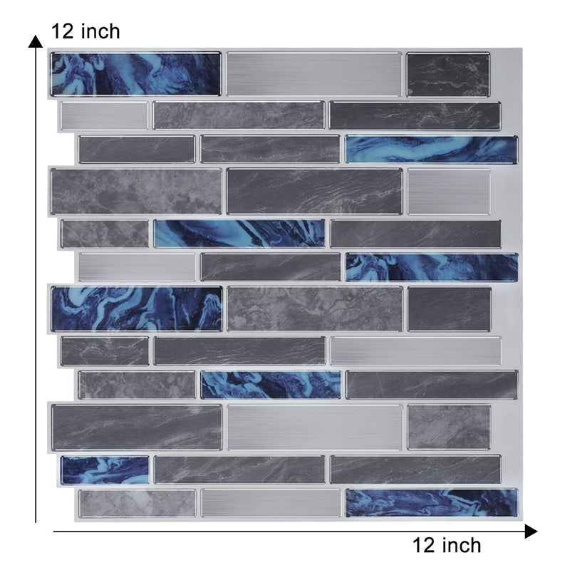 Mosaics Tile Peel Wallpaper Panels Rustic Beautiful Marble Brick Wall Decor in Grey, 12' x 12" Clearhalo 'Country wall decor' 'Rustic' 'Wallpaper' Wall Decor' 1618732