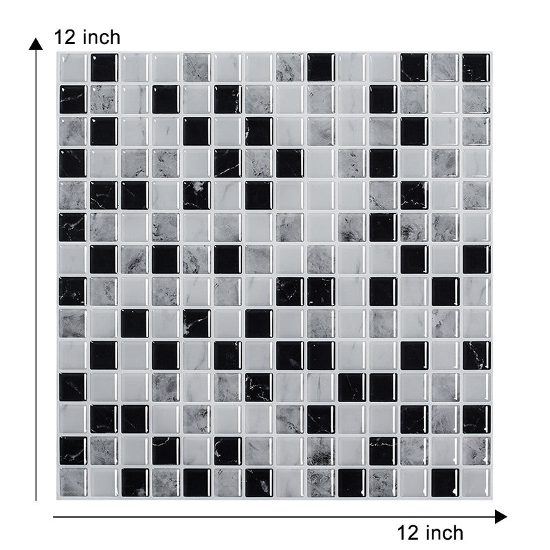 PVC Black Wallpaper Panels Bohemian Mosaic Tiles Adhesive Wall Covering, 9.8' x 9.8" Clearhalo 'Wall Decor' 'Wallpaper' 1618757