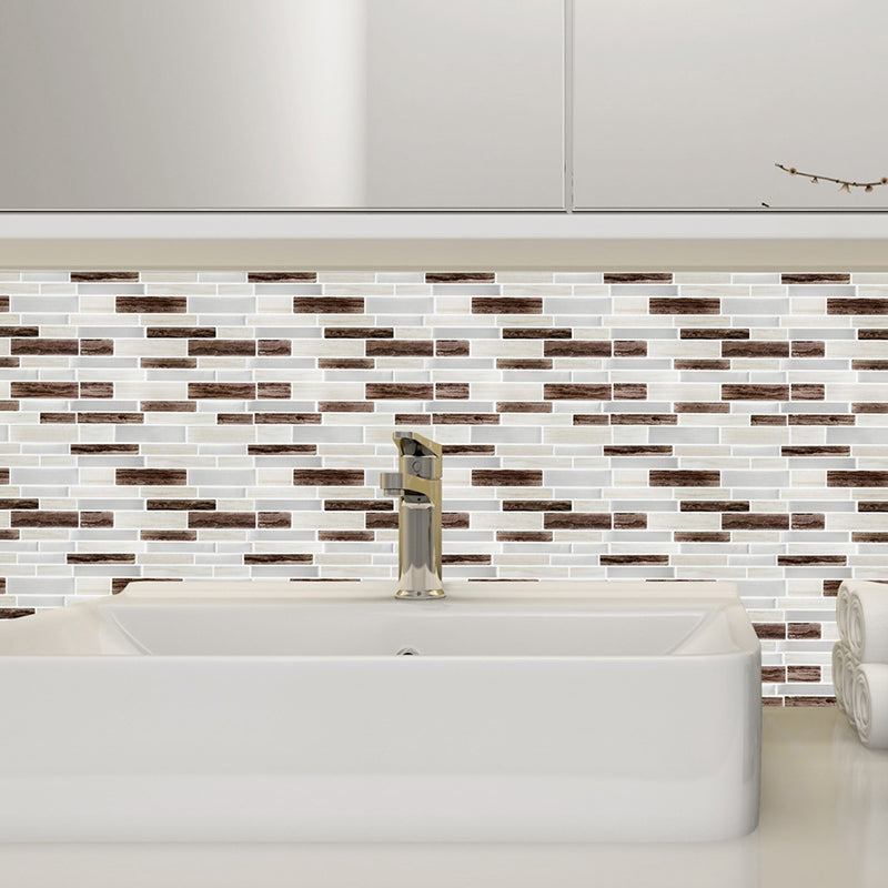 Brown Mosaic Tile Wallpapers Brick Look Farmhouse Easy Peel off Wall Covering for Home Clearhalo 'Country wall decor' 'Rustic' 'Wallpaper' Wall Decor' 1618782
