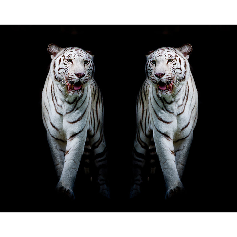Modern Tigers Mural Wallpaper for Girls Bedroom Full Size Wall Covering in Black Clearhalo 'Wall Decor' 'Wall Mural' 1618984