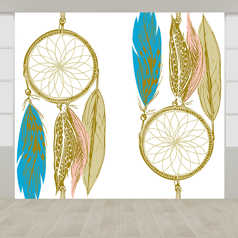 Stain-Proof Dreamcatcher Wall Mural Non-Woven Texture Modern Wall Decor for Girls Room Green Clearhalo 'Wall Decor' 'Wall Mural' 1619116