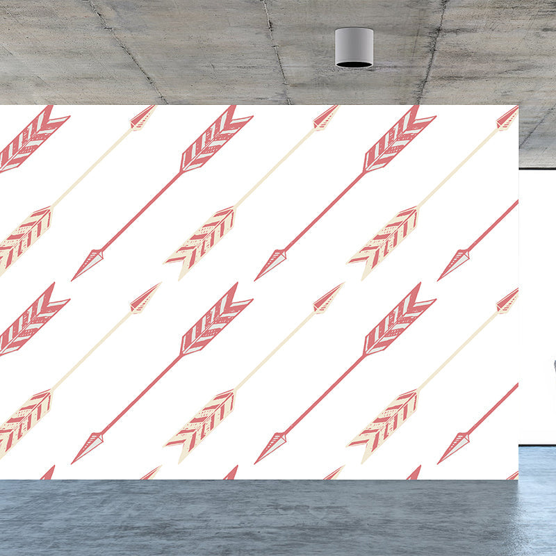 Feather Arrows Wall Mural Modern Decorative Living Room Wall Covering, Personalise Pink Clearhalo 'Wall Decor' 'Wall Mural' 1619121