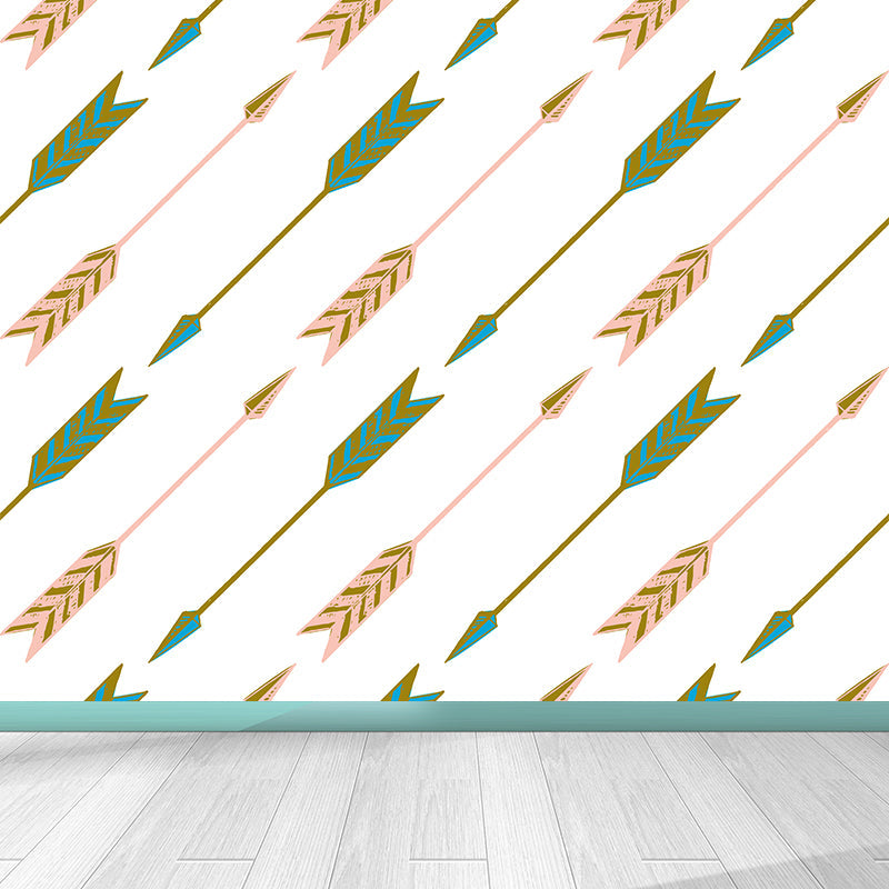 Feather Arrows Wall Mural Modern Decorative Living Room Wall Covering, Personalise Green Clearhalo 'Wall Decor' 'Wall Mural' 1619126