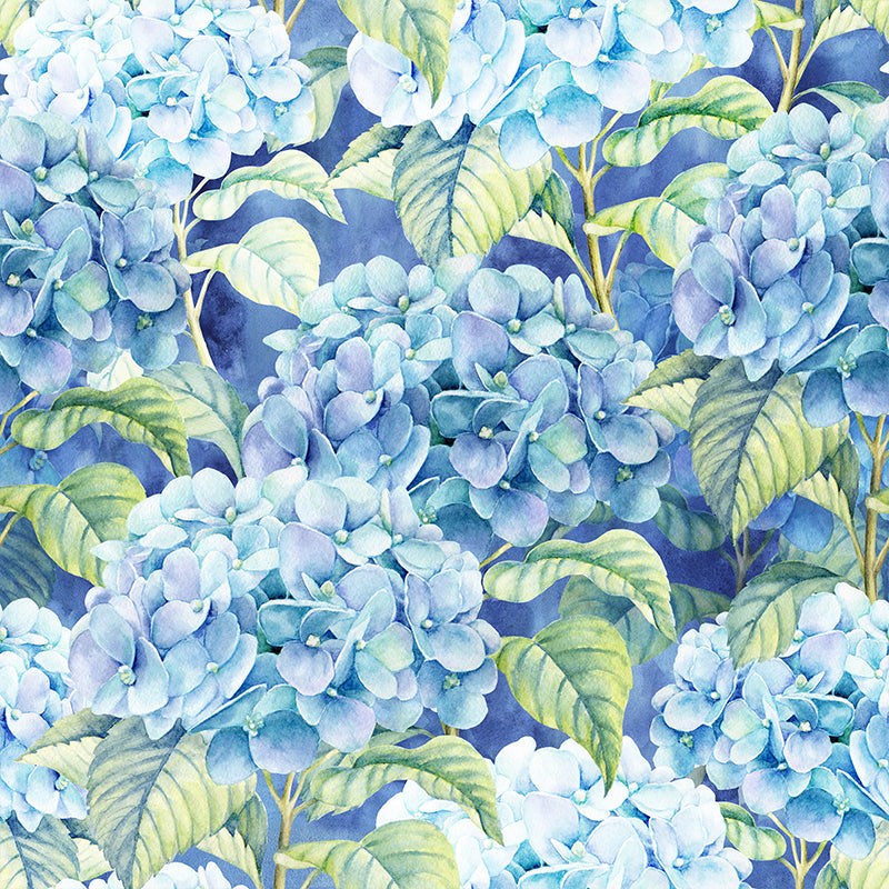 Extra Large Tropical Mural Wallpaper in Blue Flower Pattern Wall Decor, Custom Printed Clearhalo 'Wall Decor' 'Wall Mural' 1619274