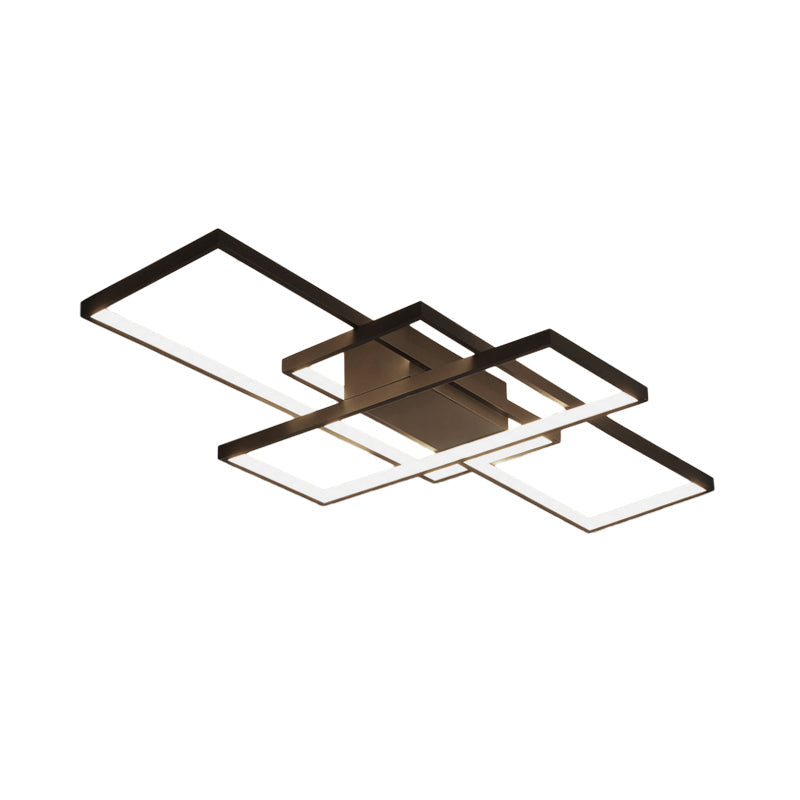 35.5"/43" Wide Black/White 3-Rectangle Ceiling Light Modern LED Acrylic Semi Flush Mount Light in Warm/White Light Clearhalo 'Ceiling Lights' 'Close To Ceiling Lights' 'Close to ceiling' 'Semi-flushmount' Lighting' 162220