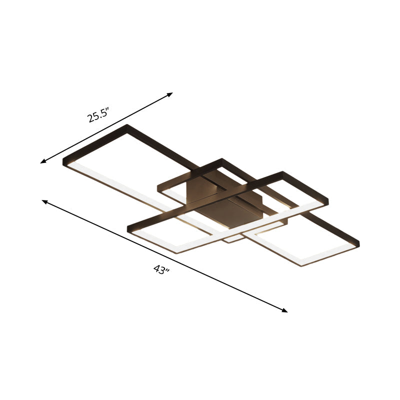 35.5"/43" Wide Black/White 3-Rectangle Ceiling Light Modern LED Acrylic Semi Flush Mount Light in Warm/White Light Clearhalo 'Ceiling Lights' 'Close To Ceiling Lights' 'Close to ceiling' 'Semi-flushmount' Lighting' 162222