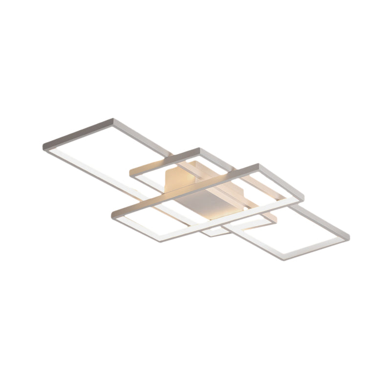 35.5"/43" Wide Black/White 3-Rectangle Ceiling Light Modern LED Acrylic Semi Flush Mount Light in Warm/White Light Clearhalo 'Ceiling Lights' 'Close To Ceiling Lights' 'Close to ceiling' 'Semi-flushmount' Lighting' 162225