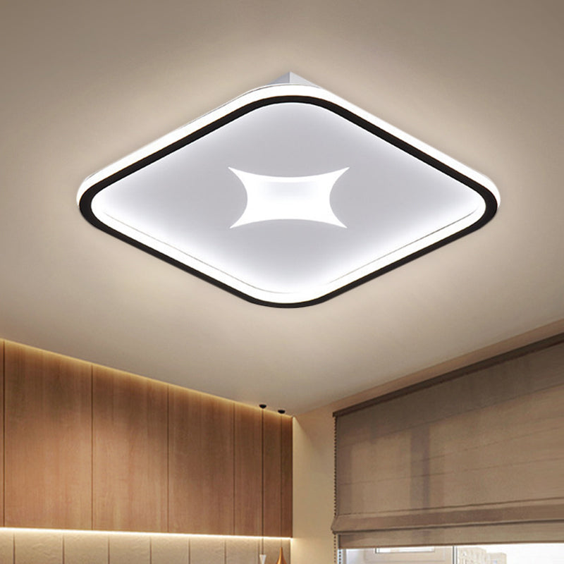 Round/Rectangle Flush Mount Modernist Metallic Black/Gold LED Flush Ceiling Light in White Light, 16"/19.5"/37.5" W Clearhalo 'Ceiling Lights' 'Close To Ceiling Lights' 'Close to ceiling' 'Flush mount' Lighting' 1623321