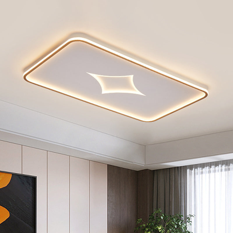 Round/Rectangle Flush Mount Modernist Metallic Black/Gold LED Flush Ceiling Light in White Light, 16"/19.5"/37.5" W Gold 37.5" White Clearhalo 'Ceiling Lights' 'Close To Ceiling Lights' 'Close to ceiling' 'Flush mount' Lighting' 1623323