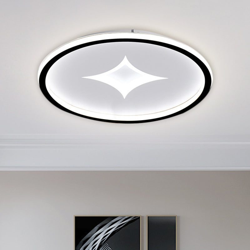 16"/19.5" W Ultra Slim Bedroom Flush Mount Metal LED Contemporary Ceiling Light Fixture in Black/Gold, Warm/White Light Black Clearhalo 'Ceiling Lights' 'Close To Ceiling Lights' 'Close to ceiling' 'Flush mount' Lighting' 1623366