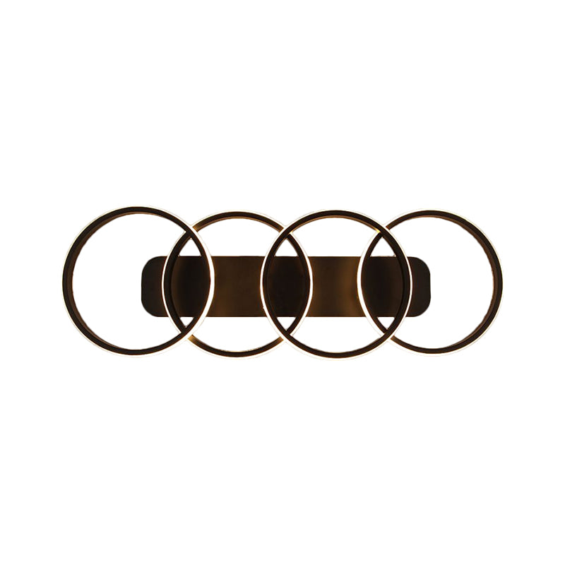Black Rings Semi Flush Light Nordic LED Metallic Flush Mount Lighting for Living Room (The customization will be 7 days) Clearhalo 'Ceiling Lights' 'Close To Ceiling Lights' 'Close to ceiling' 'Semi-flushmount' Lighting' 1623377