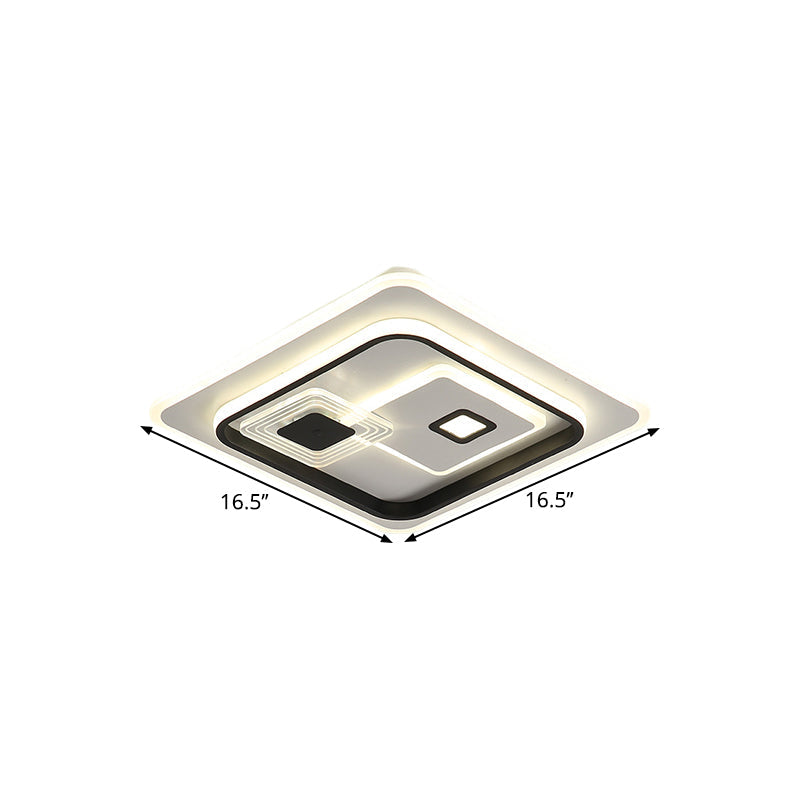 LED Parlor Flush Mount Lamp Minimalism Black Ceiling Flush with Rectangle Metal Shade in Warm/White Light, 16.5"/20.5"/35.5" W Clearhalo 'Ceiling Lights' 'Close To Ceiling Lights' 'Close to ceiling' 'Flush mount' Lighting' 1623404