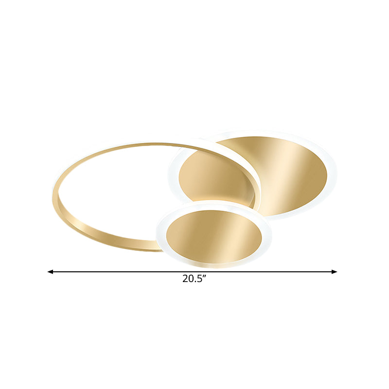 16.5"/20.5" W Round Ceiling Flush Modernist Metallic LED Gold Flush Mount Lamp in Warm/White Light Clearhalo 'Ceiling Lights' 'Close To Ceiling Lights' 'Close to ceiling' 'Flush mount' Lighting' 1623488