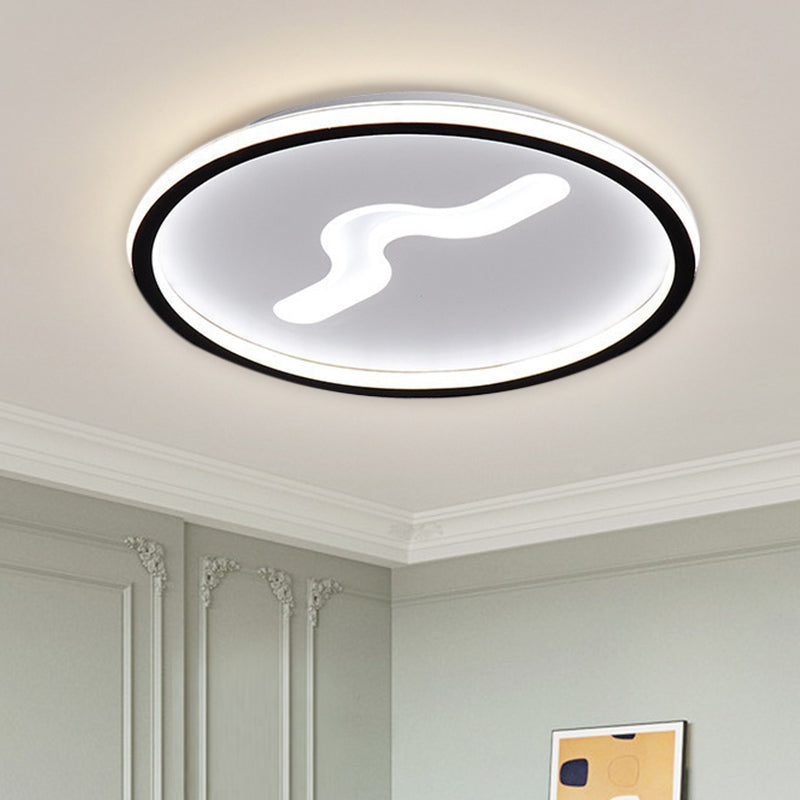 Modern LED 16"/19.5" W Flush Light with Metallic Shade Black/Gold Super Thin Ceiling Light Fixture in Warm/White Light Clearhalo 'Ceiling Lights' 'Close To Ceiling Lights' 'Close to ceiling' 'Flush mount' Lighting' 1623522