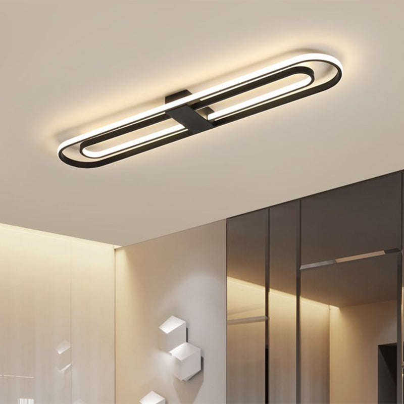 Black Dual Rectangle Flush Mount Fixture Modern Metallic LED Flush Ceiling Light, 16"/23.5"/31.5" Wide (The customization will be 7 days) Clearhalo 'Ceiling Lights' 'Close To Ceiling Lights' 'Close to ceiling' 'Flush mount' Lighting' 1623536