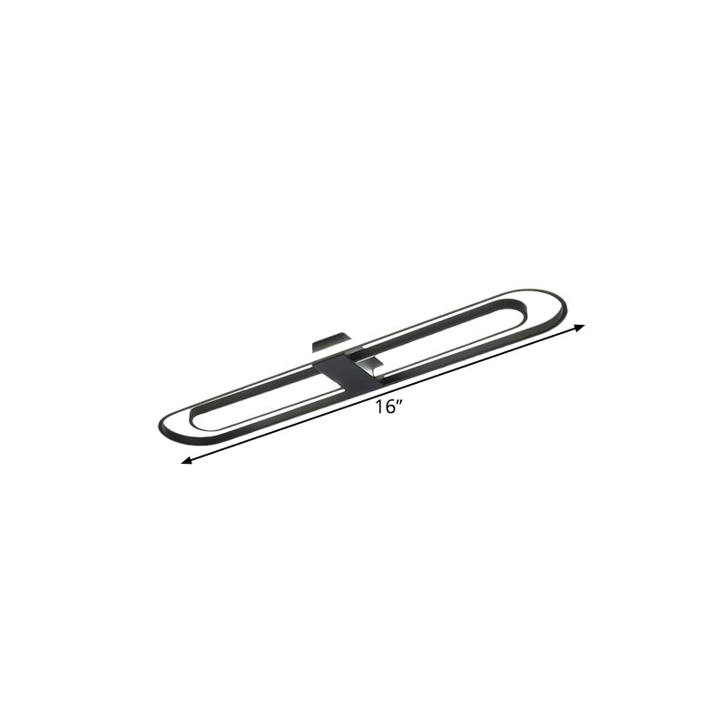 Black Dual Rectangle Flush Mount Fixture Modern Metallic LED Flush Ceiling Light, 16"/23.5"/31.5" Wide (The customization will be 7 days) Clearhalo 'Ceiling Lights' 'Close To Ceiling Lights' 'Close to ceiling' 'Flush mount' Lighting' 1623538