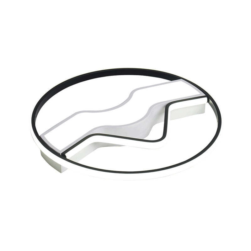 LED Restaurant Close to Ceiling Lamp Minimalist Black Flush Mount Light with Round Metallic Shade, 16"/19.5" Wide Clearhalo 'Ceiling Lights' 'Close To Ceiling Lights' 'Close to ceiling' 'Flush mount' Lighting' 1623548
