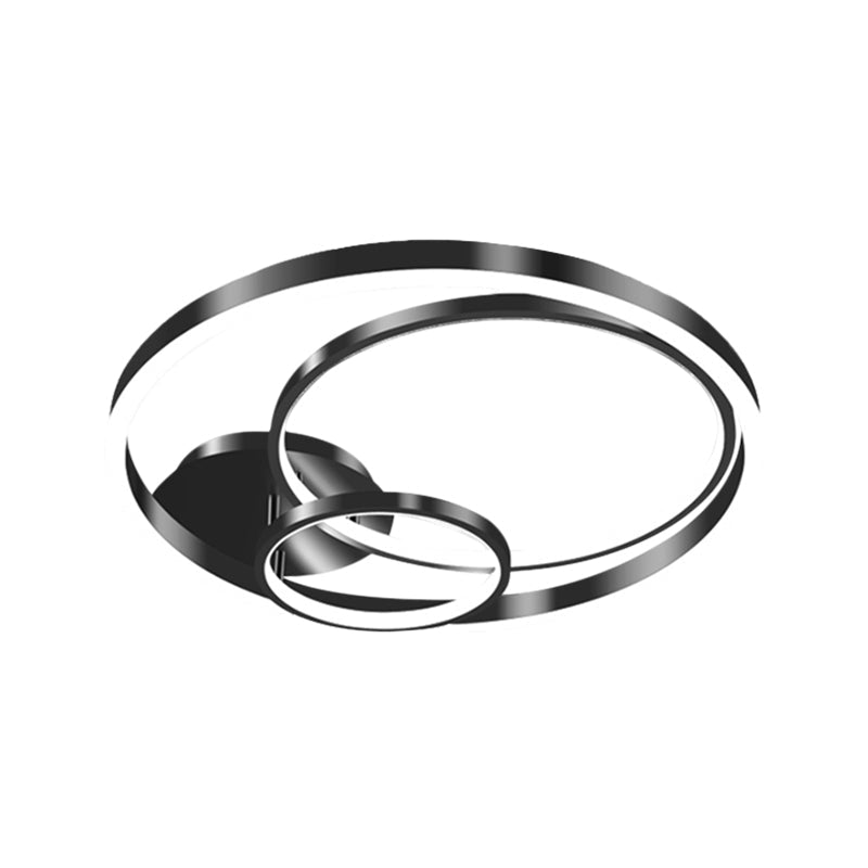 18"/21.5" Wide Rings Semi Flush Contemporary Metallic LED Black Flush Ceiling Light for Bedroom (The customization will be 7 days) Clearhalo 'Ceiling Lights' 'Close To Ceiling Lights' 'Close to ceiling' 'Semi-flushmount' Lighting' 1623566