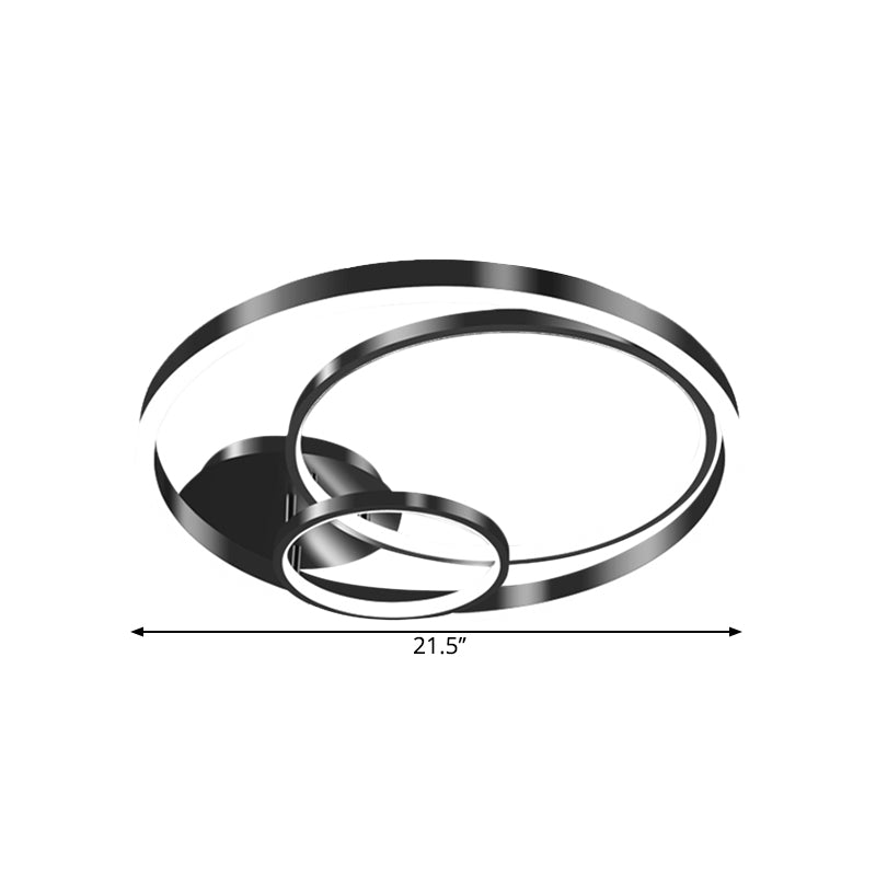18"/21.5" Wide Rings Semi Flush Contemporary Metallic LED Black Flush Ceiling Light for Bedroom (The customization will be 7 days) Clearhalo 'Ceiling Lights' 'Close To Ceiling Lights' 'Close to ceiling' 'Semi-flushmount' Lighting' 1623568
