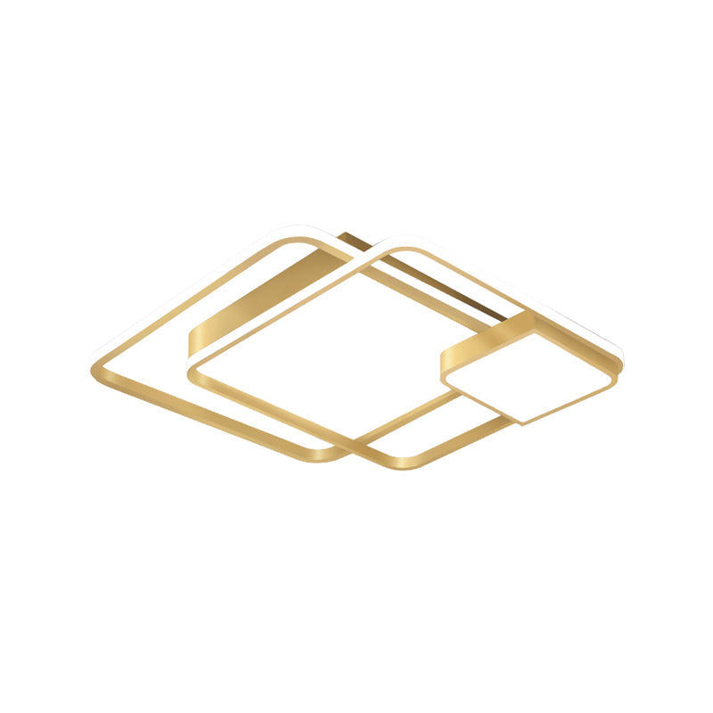Modernism Square Flushmount Lighting Metallic LED Bedroom Flush Light Fixture in Gold (The customization will be 7 days) Clearhalo 'Ceiling Lights' 'Close To Ceiling Lights' 'Close to ceiling' 'Flush mount' Lighting' 1623623