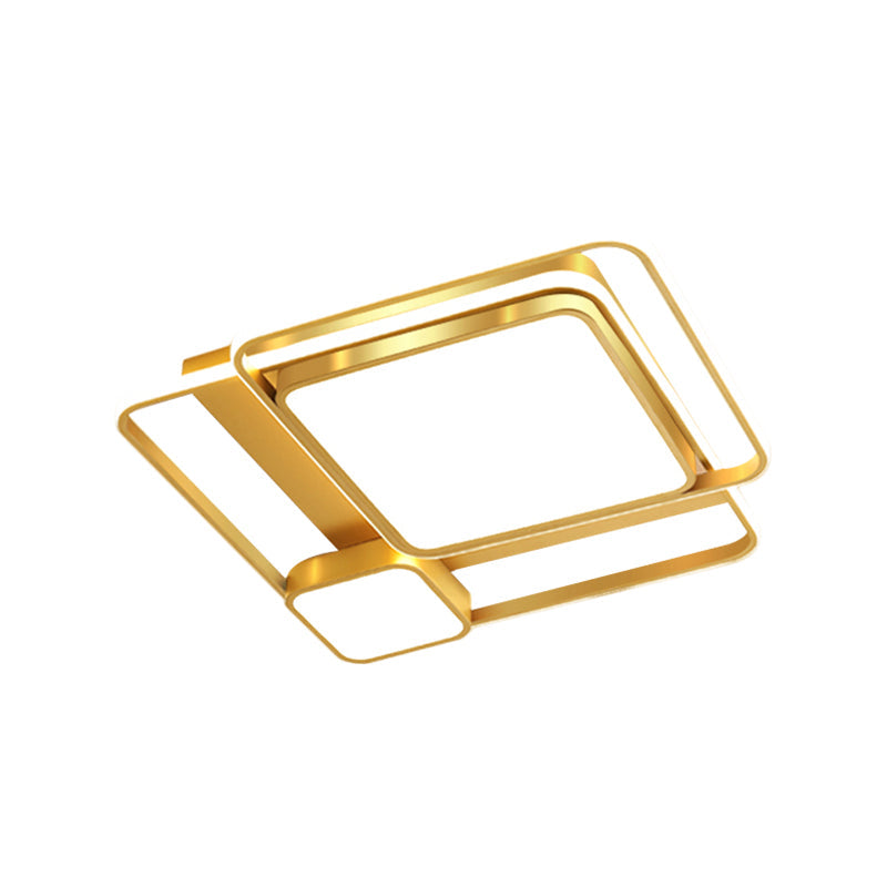 Metal Rectangular Ceiling Light Fixture Modern LED Flush Mount Lighting in Gold, 21"/23.5" Width (The customization will be 7 days) Clearhalo 'Ceiling Lights' 'Close To Ceiling Lights' 'Close to ceiling' 'Flush mount' Lighting' 1623650