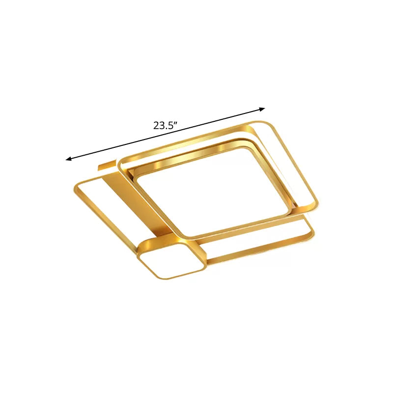 Metal Rectangular Ceiling Light Fixture Modern LED Flush Mount Lighting in Gold, 21"/23.5" Width (The customization will be 7 days) Clearhalo 'Ceiling Lights' 'Close To Ceiling Lights' 'Close to ceiling' 'Flush mount' Lighting' 1623652