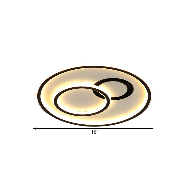 16"/19.5" W Modern Round Flush Lamp Metallic LED Parlor Ceiling Mounted Fixture in Black, 3 Color Light Clearhalo 'Ceiling Lights' 'Close To Ceiling Lights' 'Close to ceiling' 'Flush mount' Lighting' 1623661
