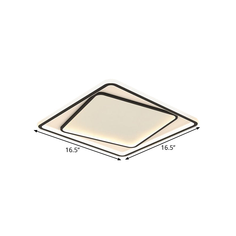 Minimalism Square Flush Light Metal LED Bedroom Flush Mount Lighting in Black, 16.5"/20.5" Width (The customization will be 7 days) Clearhalo 'Ceiling Lights' 'Close To Ceiling Lights' 'Close to ceiling' 'Flush mount' Lighting' 1623676