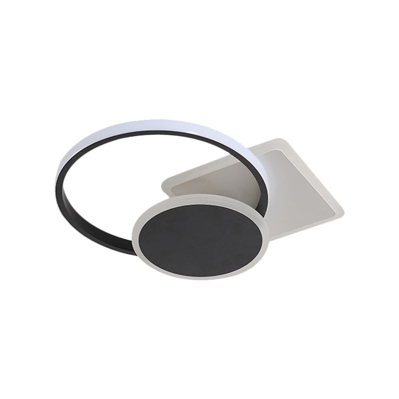 Acrylic Circular and Square Flush Mount Simple Style LED Black Ceiling Lamp in Warm/White Light, 16.5"/20.5" Width Clearhalo 'Ceiling Lights' 'Close To Ceiling Lights' 'Close to ceiling' 'Semi-flushmount' Lighting' 1623759