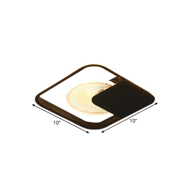 Minimalist Square Ceiling Fixture Metal LED Corridor Flush Mount Lamp in Black, Warm/White/3 Color Light Clearhalo 'Ceiling Lights' 'Close To Ceiling Lights' 'Close to ceiling' 'Flush mount' Lighting' 1623808
