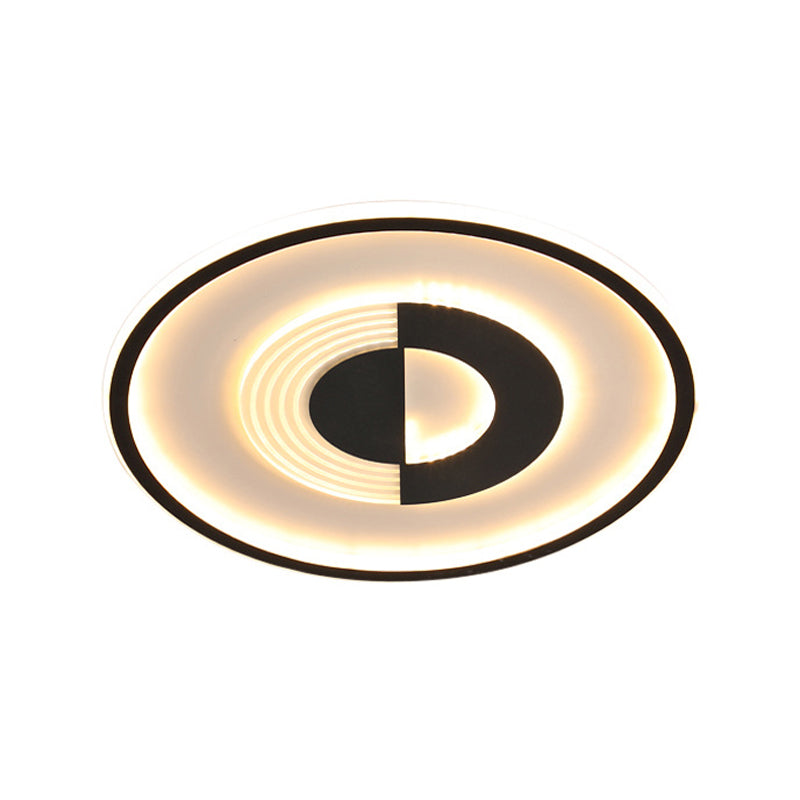 16"/19.5" W Round Acrylic Ceiling Lamp Minimalist LED Black/White Flush Mount Lighting in Warm/White Light for Bedroom Clearhalo 'Ceiling Lights' 'Close To Ceiling Lights' 'Close to ceiling' 'Flush mount' Lighting' 1623816