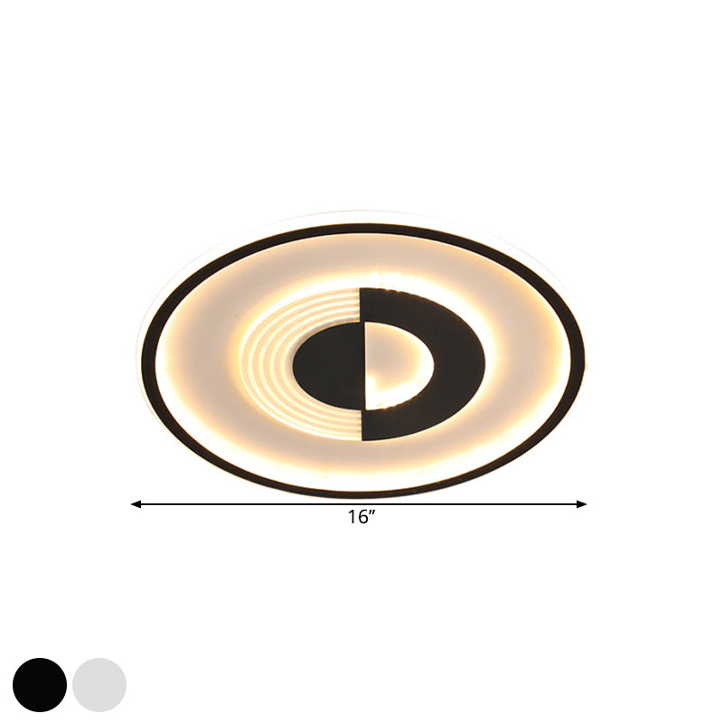 16"/19.5" W Round Acrylic Ceiling Lamp Minimalist LED Black/White Flush Mount Lighting in Warm/White Light for Bedroom Clearhalo 'Ceiling Lights' 'Close To Ceiling Lights' 'Close to ceiling' 'Flush mount' Lighting' 1623817
