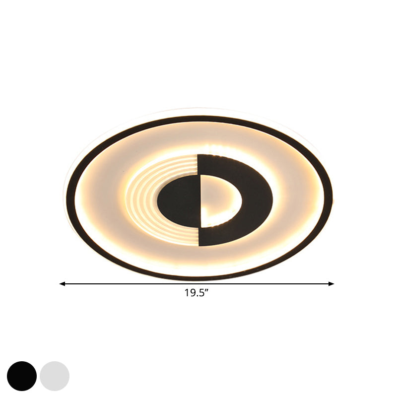 16"/19.5" W Round Acrylic Ceiling Lamp Minimalist LED Black/White Flush Mount Lighting in Warm/White Light for Bedroom Clearhalo 'Ceiling Lights' 'Close To Ceiling Lights' 'Close to ceiling' 'Flush mount' Lighting' 1623818