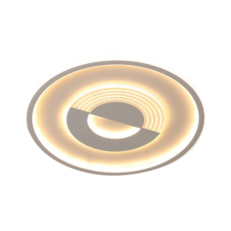 16"/19.5" W Round Acrylic Ceiling Lamp Minimalist LED Black/White Flush Mount Lighting in Warm/White Light for Bedroom Clearhalo 'Ceiling Lights' 'Close To Ceiling Lights' 'Close to ceiling' 'Flush mount' Lighting' 1623822