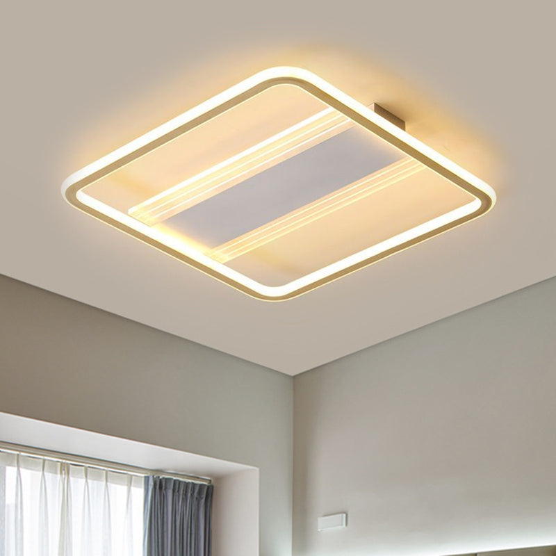 16.5"/20.5" W Modern LED Semi Flush Gold Squared Ceiling Mounted Fixture with Acrylic Shade in Warm/White Light Gold Clearhalo 'Ceiling Lights' 'Close To Ceiling Lights' 'Close to ceiling' 'Flush mount' Lighting' 1623823