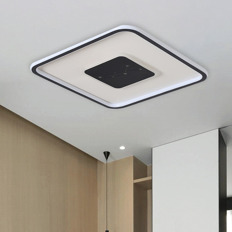 LED Bedroom Flush Mount Lighting Minimalism Black Ceiling Flush with Squared Acrylic Shade in Warm/White/3 Color Light Clearhalo 'Ceiling Lights' 'Close To Ceiling Lights' 'Close to ceiling' 'Flush mount' Lighting' 1623829