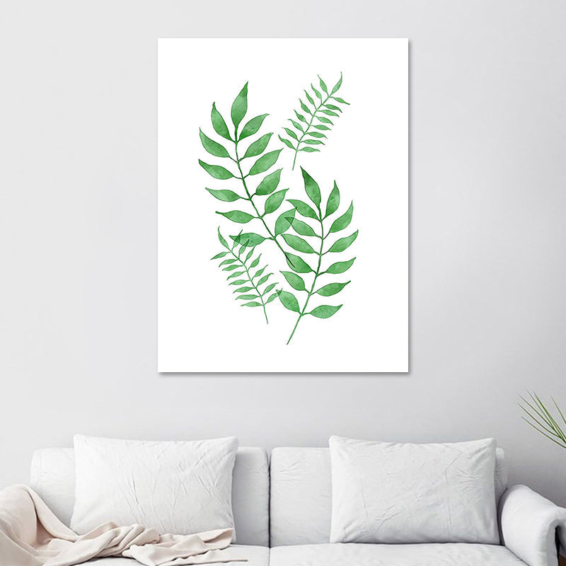 Botanic Canvas Print Rustic Trendy Leaf Painting Wall Art Decor in Green for Home Clearhalo 'Art Gallery' 'Canvas Art' 'Country Art Gallery' 'French Country' 'Rustic' Arts' 1625222