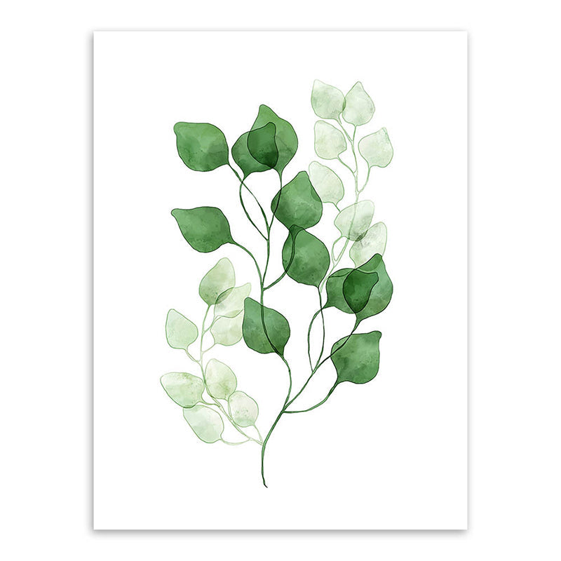 Botanic Canvas Print Rustic Trendy Leaf Painting Wall Art Decor in Green for Home Clearhalo 'Art Gallery' 'Canvas Art' 'Country Art Gallery' 'French Country' 'Rustic' Arts' 1625237