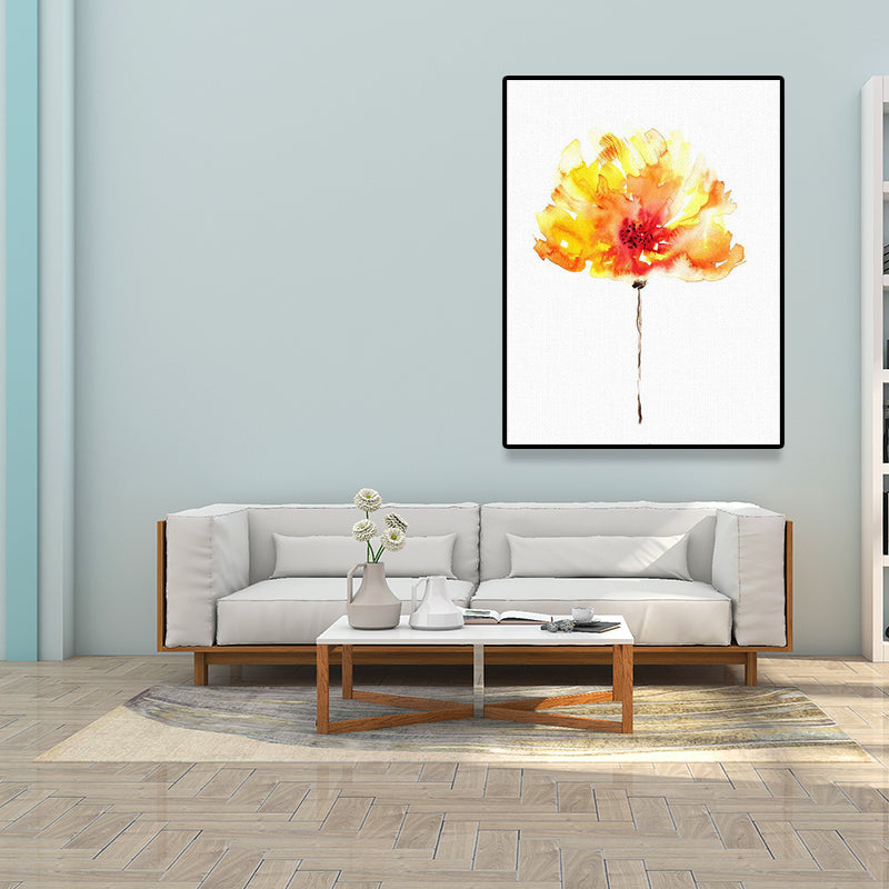 Rose Watercolor Painting Canvas for Girls Room Flower Print Wall Art in Pastel Color, Textured Clearhalo 'Art Gallery' 'Canvas Art' 'Country Art Gallery' 'French Country' 'Rustic' Arts' 1625417